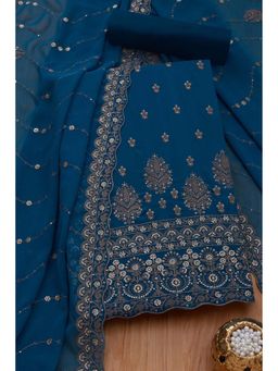 Soch - Women Blue Crepe Embellished Unstitched Kurta and Bottom with Dupatta (Set of 3)