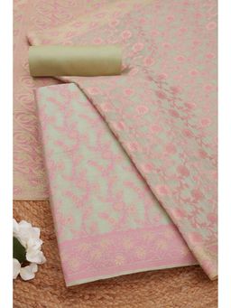 Soch - Women Green Chanderi Zari Unstitched Kurta and Bottom with Dupatta (Set of 3)