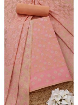 Soch - Women Peach Chanderi Zari Unstitched Kurta and Bottom with Dupatta (Set of 3)