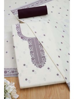 Soch - Women Off White Art Silk Zari Unstitched Kurta and Bottom with Dupatta (Set of 3)