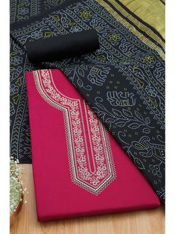 Soch - Women Pink Cotton Embellished Unstitched Kurta and Bottom with Dupatta (Set of 3)