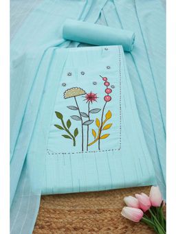 Soch - Women Blue Cotton Embellished Unstitched Kurta and Bottom with Dupatta (Set of 3)
