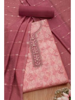 Soch - Women Pink Art Silk Beads and Stones Unstitched Kurta and Bottom with Dupatta (Set of 3)
