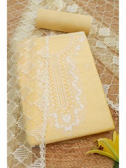 Soch - Women Yellow Chanderi Embellished Unstitched Kurta and Bottom with Dupatta (Set of 3)