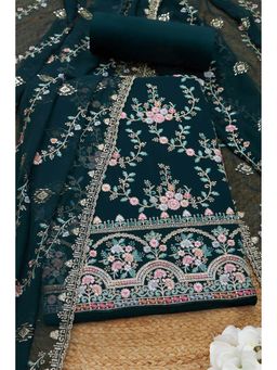 Soch - Women Green Georgette Embellished Unstitched Kurta and Bottom with Dupatta (Set of 3)