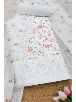 Soch - Women White Crepe Embellished Unstitched Kurta and Bottom with Dupatta (Set of 3)