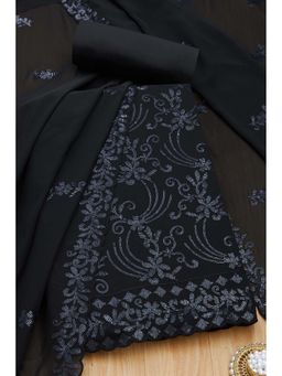 Soch - Women Black Georgette Embellished Unstitched Kurta and Bottom with Dupatta (Set of 3)