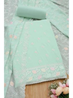 Soch - Women Blue Georgette Thread Work Unstitched Kurta and Bottom with Dupatta (Set of 3)