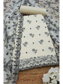 Soch - Women Cream Crepe Embellished Unstitched Kurta and Bottom with Dupatta (Set of 3)