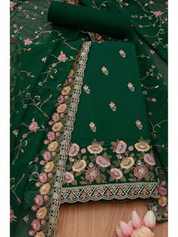 Soch - Women Green Crepe Embellished Unstitched Kurta and Bottom with Dupatta (Set of 3)