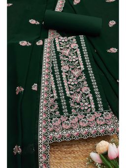 Soch - Women Green Georgette Embellished Unstitched Kurta and Bottom with Dupatta (Set of 3)