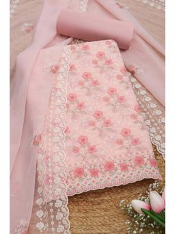 Soch - Women Peach Chiffon Embellished Unstitched Kurta and Bottom with Dupatta (Set of 3)