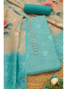 Soch - Women Blue Linen Zari Unstitched Kurta and Bottom with Dupatta (Set of 3)