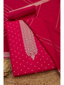 Soch - Women Pink Silk Blend Beads and Stones Unstitched Kurta and Bottom with Dupatta (Set of 3)