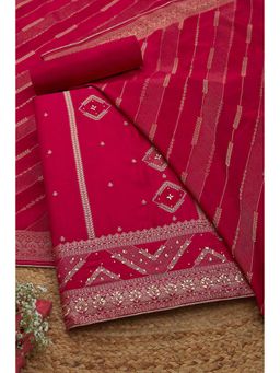 Soch - Women Pink Silk Blend Beads and Stones Unstitched Kurta and Bottom with Dupatta (Set of 3)