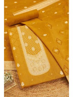 Soch - Women Mustard Silk Blend Beads and Stones Unstitched Kurta and Bottom with Dupatta (Set of 3)