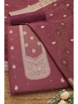 Soch - Women Mauve Silk Blend Beads and Stones Unstitched Kurta and Bottom with Dupatta (Set of 3)