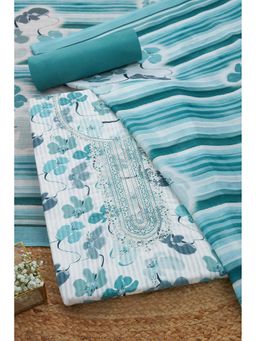 Soch - Women Blue Cotton Embellished Unstitched Kurta and Bottom with Dupatta (Set of 3)