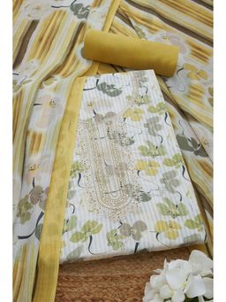 Soch - Women Yellow Cotton Embellished Unstitched Kurta and Bottom with Dupatta (Set of 3)
