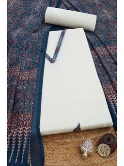 Soch - Women Off White Cotton Embellished Unstitched Kurta and Bottom with Dupatta (Set of 3)
