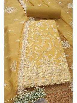 Soch - Women Yellow Chiffon Beads and Stones Unstitched Kurta and Bottom with Dupatta (Set of 3)