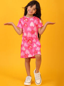 ANTHRILO - Pink Printed Comfortable Fit Dress