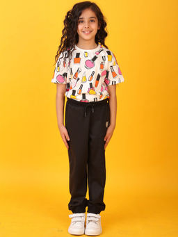 ANTHRILO - White Printed Comfortable Fit T-Shirt and Joggers (Set of 2)