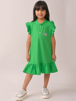 ANTHRILO - Green Solid Comfortable Fit Dress