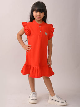 ANTHRILO - Orange Solid Comfortable Fit Dress