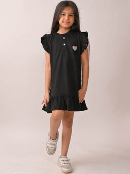 ANTHRILO - Black Solid Comfortable Fit Dress