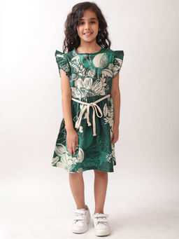 ANTHRILO - Green Printed Comfortable Fit Dress