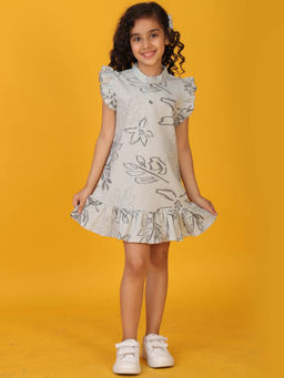 ANTHRILO - Grey Printed Comfortable Fit Dress