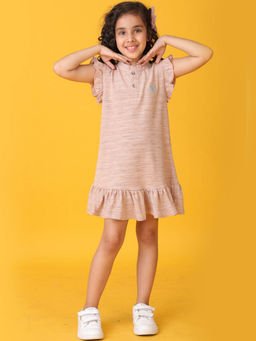 ANTHRILO - Pink Self Design Comfortable Fit Dress