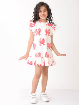 ANTHRILO - Off White Printed Comfortable Fit Dress