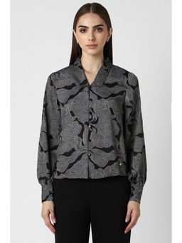 Van Heusen - Women Black Print Long Sleeves Formal Shirt