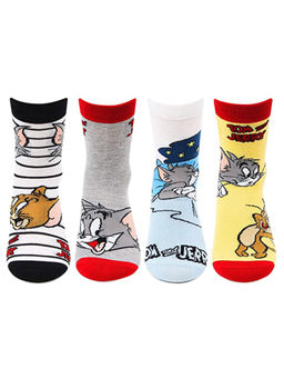 Bonjour - Kids Tom & Jerry Ankle Length Cotton Socks by Multi-Color (Pack of 5)