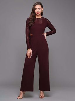 Miss Chase - Women's Round Neck Full Sleeve Polyester Jumpsuit