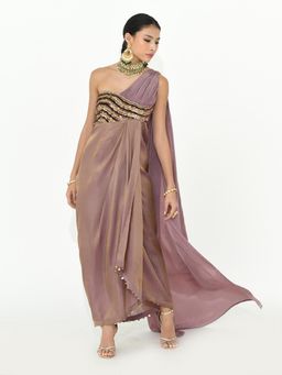 RISHI & VIBHUTI - Mauve Vivi Maxi Drape Dress