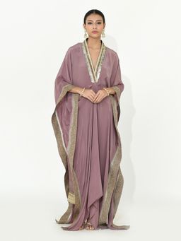 RISHI & VIBHUTI - Mauve Ivy Kaftan with Pant (Set of 2)
