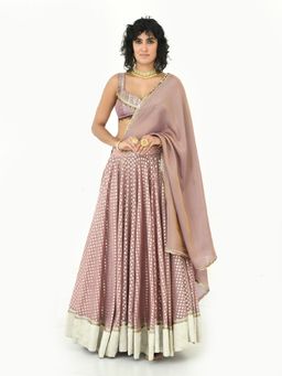 RISHI & VIBHUTI - Mauve Moondust Lehenga with Blouse and Dupatta (Set of 3)