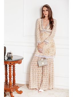 Sakshi Girri - Beige Kurta with Sharara (Set of 2)