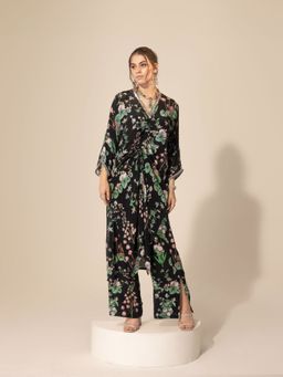 Sakshi Girri - Black Botanical Co-Ord (Set of 2)