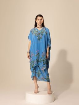 Sakshi Girri - Light Blue Asymmetric Kaftan with Skirt (Set of 2)