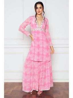 Sakshi Girri - Sheath Rose Pink Fitted Kurta with Sharara (Set of 2)