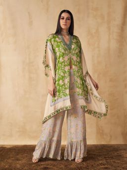 Sakshi Girri - Green Kaftan with Sharara (Set of 2)