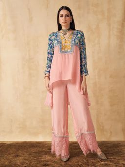 Sakshi Girri - Peach Floral Tunic with Pant (Set of 2)