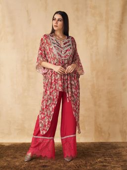 Sakshi Girri - Red Tie-Up Tunic with Pant (Set of 2)