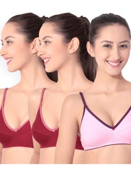 Floret - Pack Of 3 Solid T Shirt Bra - Multi-Color