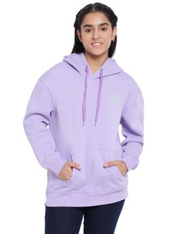 Lil Tomatoes - Girls Printed Cotton Fleece Hoodies Purple