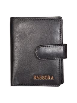 Sassora - Genuine Leather Unisex RFID Business Card Holder-Black